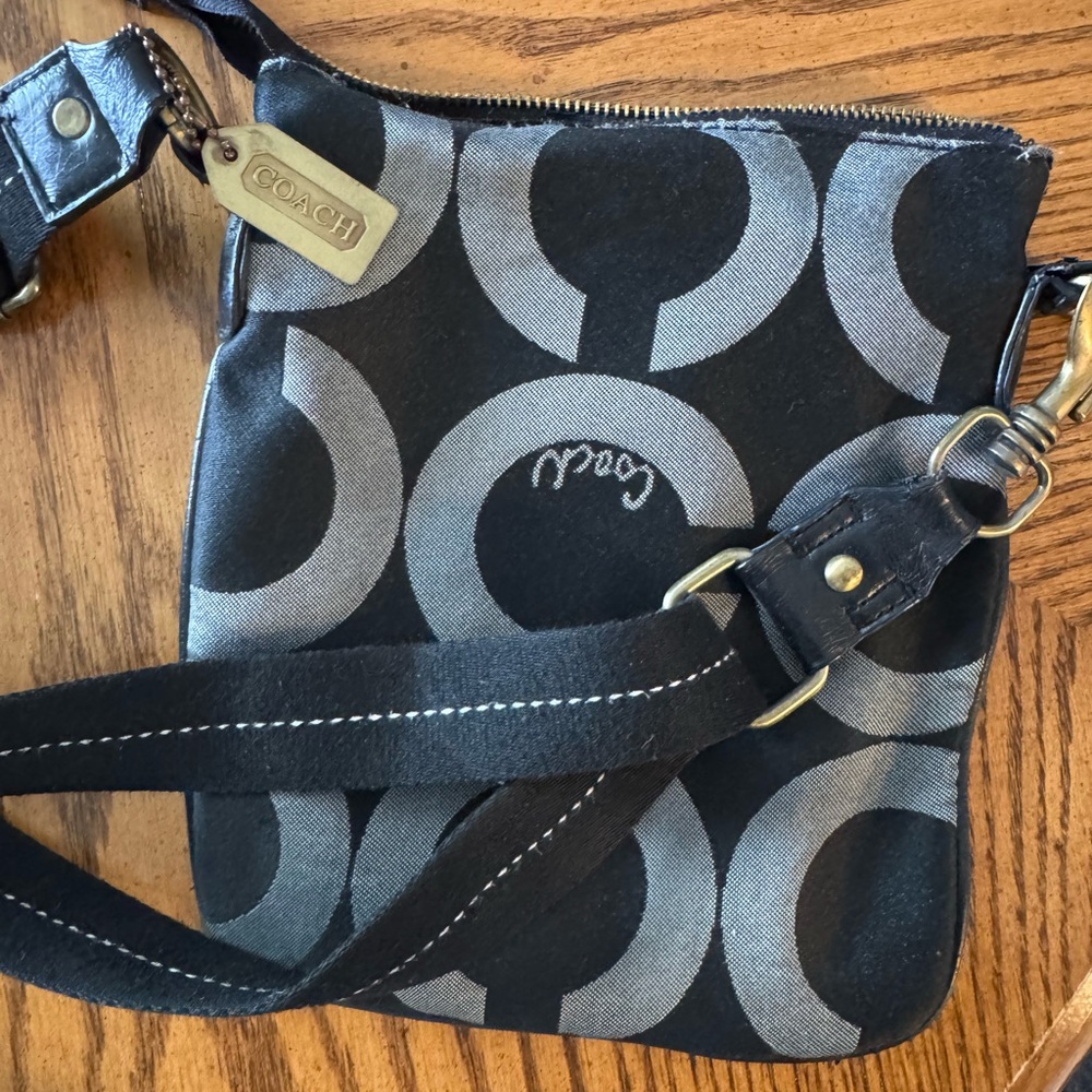 Y2K Coach Monogram Black and Gray Shoulder Bag
